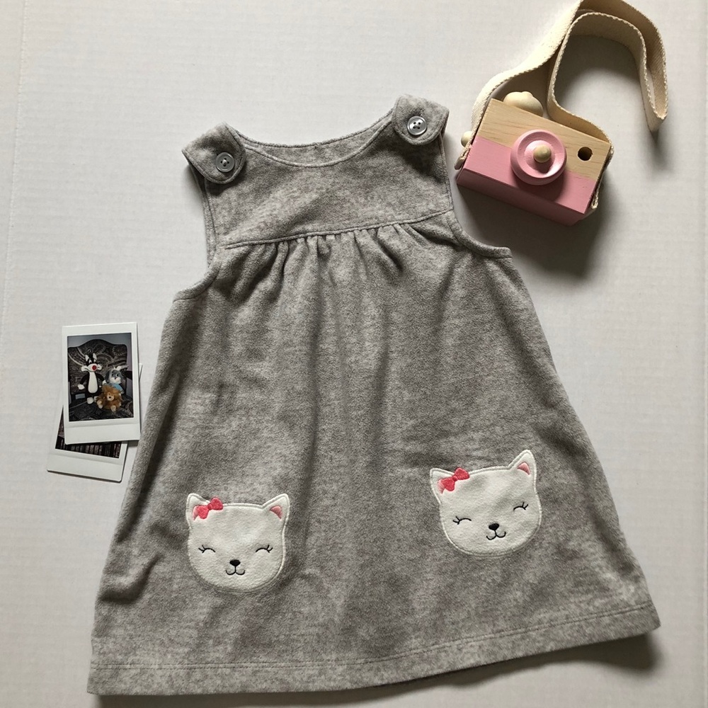 Carter’s Jumper Dress Grey Cat Appliqué